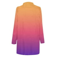 Symoid Womens Coats- дълъг ръкав модна ежедневна печатна жилетка от кардиган топ блуза оранжево XL