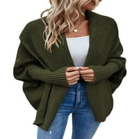 Glookwis дамски отворен предно яке за прилеп ръкави плетени жилетки ежедневни меки жилетка пуловер неправилен подгъв плътен цвят пуловери