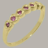 Британски направени 14k жълто злато Естествено розово турмалин Женски пръстен за вечност - Опции за размер - размер 9.25