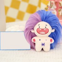 Ийстшоп Цветна коса Гола кукла играчка - Пухкава коса - Широдни зъби - 12 -сънливи плюшени - Преструва се играчка - Незавършена памучна пълнена кукла идол - плюшена бебешка играчка за кукла - момиче подарък