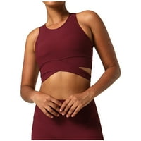 Спортни сутиени за жени дизайн висок еластичен фитнес йога подвижна гръдна подложка йога жилетка bralette червен xl