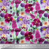 Soimoi зелен памук Voile Fabric Pink & Purple Floral Watercolor Decor Fabric Printed Bty Wide