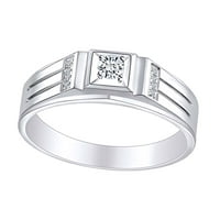 Бял естествен диамант мъже годеж сватбен пръстен 14k твърд бял златен пръстен размер-14