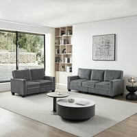 Модерен диван на хола 2+ седалка тъмно сиво велдулор