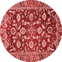 Ahgly Company Indoor Round Oriental Red Traditional Area Rugs, 8 'Round