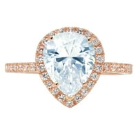 2.38ct круша отрязано синьо симулиран диамант 14k розово злато годишнина ангажимент за годеж на хало размера на пръстена 9.25