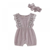 Kernelly Newbory Baby Girl Romper Summer Outfits Clothes, Ruffle Sleeve Jumpsuit Bodysuit + лента за глава
