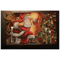 Tache Коледна ваканция Дядо Коледа надолу по празничните тъкани на комина за изтъкани гоблен набор от 4