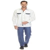 Mojito Men's спално бельо Guayabera Rish с дълъг ръкав с акцент на тапицерия от печат