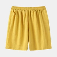 Шорти за пещери за мъже, мъжки летни тънки памучни панталони от средна талия панталони ежедневни спортни шорти с пет точки панталони жълти