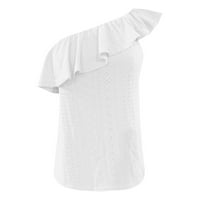 Дамски основни тениски бели модни солидни цветни женски жилетки Лято ежедневен топ и изискан дизайн XL