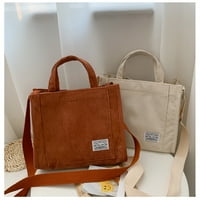 Модна Corduroy за женска чанта за чанта за пазаруване чанта за чанти за пратеници за жени-бели