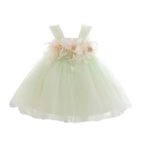 B91xz абитуриентски рокли деца конкурс цветя момиче рокля малки момичета парти сватбени официални рокли рожден ден облекло бебе момиче зелено 2-3 години