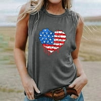 Dolkfu American Flag Дамска риза Жени кръгла врата щампа ежедневни върхове пуловер тениска без ръкави без ръкави
