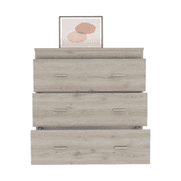 Мебели от Treevol, три чекмедже скрин Whysk, превъзходен връх, дръжки, светло сиво бяло покритие