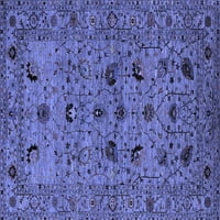 Ahgly Company Machine Pashable Indoor Square Oriental Blue Industrial Area Rugs, 3 'квадрат