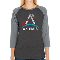 Лого на Artemis - Женска тениска за бейзболна дума Raglan Word