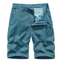 Товарни къси панталони за мъже отпуснати годни солидни цветни копчета с цип с джобове ежедневно лято на открито спорт издръжлив суипти сив m
