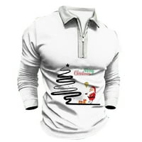 Ткинг модни мъжки ризи Коледни мъжки ревера с дълъг ръкав отпечатани ежедневни горни разхлабени спортни ризи ризи за мъже за мъже