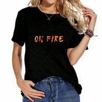 На печат на огън Стилен женски графичен тройник - риза с къс ръкав с уникален отпечатък обратно към училищни подаръци