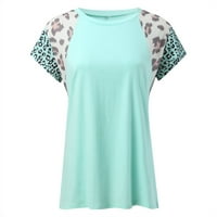 Жени тениски Летния леопард отпечатан с къс ръкав Разхлабена пачуърк с къс ръкав тениска проста външна steetwear дами ежедневно облекло